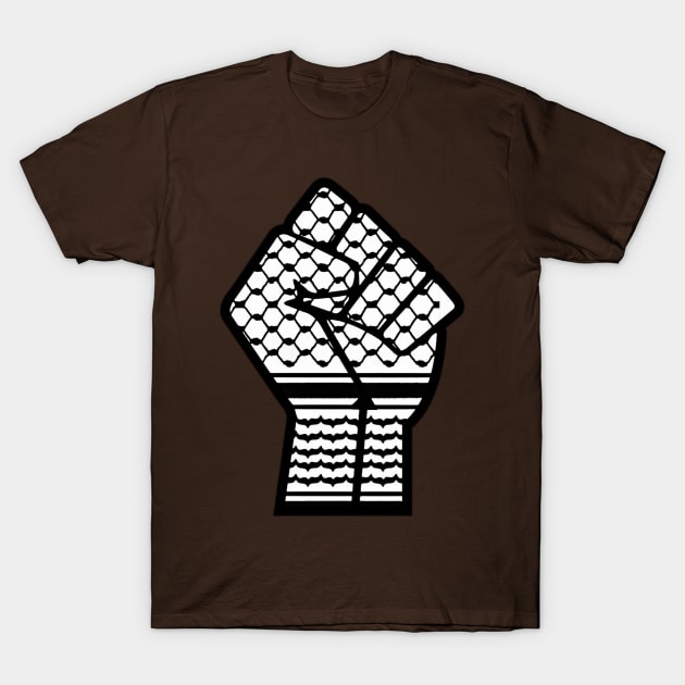 Keffiyeh Black Power Fist - Left Side - Front T-Shirt by SubversiveWare